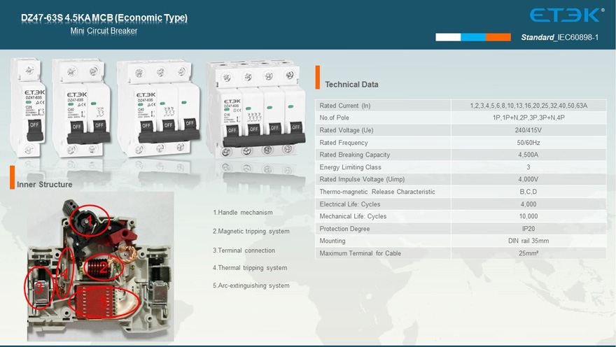 miniature circuit breaker 4.5KA